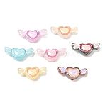 Plastic Enamel Beads, Heart & Wing, with Glitter Powder, Mixed Color, 10.5x23x7mm, Hole: 1.5mm(KY-F025-03)