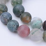 Natural Indian Agate Beads Strands, Frosted, Round, 8~8.5mm, Hole: 1mm, about 47pcs/strand, 15.5 inch(G-Q462-8mm-08)