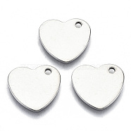 201 Stainless Steel Charms, Laser Cut, Stamping Blank Tag, Heart, Stainless Steel Color, 13x14x0.8mm, Hole: 1.4mm(STAS-R116-004)