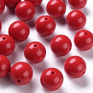 Opaque Acrylic Beads, Round, FireBrick, 20x19mm, Hole: 3mm(X-MACR-S370-C20mm-A14)