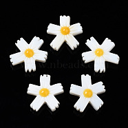 Natural Freshwater Shell Beads, with Enamel, Flower, Gold, 15x14x4.5mm, Hole: 0.9mm(SHEL-N003-19A)