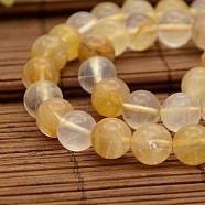 Natural Gemstone Yellow Hematoid Quartz Round Beads Strands, Ferruginous Quartz, 10mm, Hole: 1mm, about 37pcs/strand, 15.1 inch(G-N0078-10mm-01)