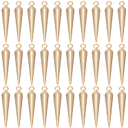 120Pcs Brass Pendant, Cadmium Free & Lead Free, Cone Charm, Real 24K Gold Plated, 15x3x1mm, Hole: 1mm(KK-BBC0010-79)