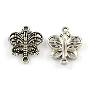 Tibetan Style Zinc Alloy Links connectors, Lead Free & Cadmium Free, Butterfly, Antique Silver, 17.4x14.3x2mm, Hole: 1mm(X-TIBEP-R334-061AS-RS)