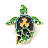 Protecting Marine Environment & Nuclear Wastewater Theme Enamel Pin, Golden Zinc Alloy Brooch for Backpack Clothes, Tortoise, 33x31x1.5mm(JEWB-B008-02B)