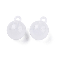 Opaque Acrylic Pendants, with Glitter Powder, Round Charms, White, 17.5x13.5mm, Hole: 3mm(SACR-G024-06)