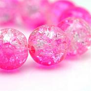 Baking Painted Crackle Glass Bead Strands, Round, Hot Pink, 10mm, Hole: 1.3~1.6mm, about 80pcs/strand, 31.4 inch(CCG-S001-10mm-09)