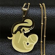 304 Stainless Steel Pendant Necklaces, Mother with Baby, Golden, 19.69 inch(50cm)(NJEW-K253-21G)