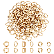 SUPERFINDINGS Opaque Spray Painted Acrylic Linking Rings, Quick Link Connectors, for Rolo Chains Making, Mixed Shapes, Gold, about 145pcs/set(OACR-FH0001-003)