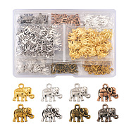 160Pcs 8 Colors Tibetan Style Alloy Charms, Lead Free & Nickel Free, Elephant Shape, Mixed Color, 12x14x2.5mm, Hole: 1mm, 20pcs/color(FIND-CD0001-07)