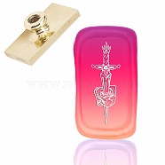 Wax Seal Brass Stamp Head, for Wax Seal Stamp, Rectangle, Rose Pattern, 4.5x2.3x1.45cm(AJEW-WH0215-040)