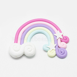 Handmade Polymer Clay Cabochons, Rainbow, Colorful, 36~40x47~53x3mm(X-PORC-S1007-39C)