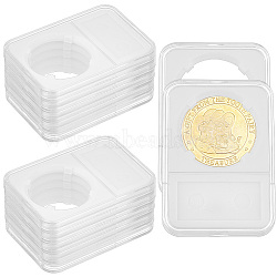 Plastic Coin Storage Box, Rectangle, White, 84.5x59x8mm, Inner Diameter: 40.5x39mm(AJEW-WH0009-74A)