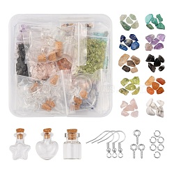 DIY Wish Bottle Pendant Earring Making Kits, Including Glass Wishing Bottle, Mixed Gemstone Chip Beads, 304 Stainless Steel Jump Rings, Iron Bails & Earring Hooks, Gemstone Chip Beads: about 100g/box(DIY-FS0002-26)