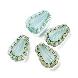 Plating Transparent Acrylic Beads, Golden Metal Enlaced, Teardrop, Pale Turquoise, 17x12x6mm, Hole: 1.8mm, 750pcs/500g(OACR-B013-24D)