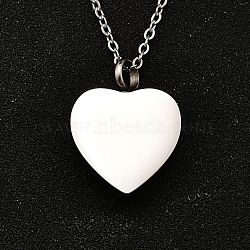 304 Stainless Steel Heart Cinerary Casket Pendant Necklaces, Urn Ashes Necklaces for Pet, Stainless Steel Color, 21.61 inch(54.9cm)(NJEW-V002-02P)