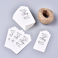 (Holiday Stock-Up Sale)Paper Gift Tags, Hang Tags, with Jute Twine, for Wedding Thanksgiving, Rectangle with Word Thank You for Being a Key Part of Our Lives, White, 9.5x4.5x0.05mm, Hole: 5.3mm, 100pcs/set(CDIS-K002-H01-A)