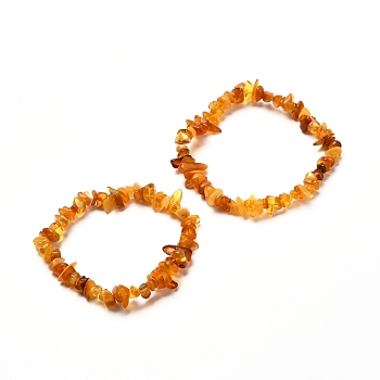 Natural Amber Chip Beads Stretch Bracelets Set for Parent and Kid, Inner Diameter: 2 inch(5cm), 2-1/4 inch(5.6cm), 2pcs/set