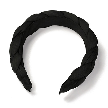 Plastic Hair Bands, with Cloth Covered, Black, 21~30mm, Inner Diameter: 132mm