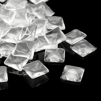Transparent Clear Glass Square Cabochons, 20x6.5~6.8mm