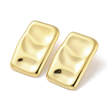304 Stainless Steel Stud Earrings, Rectangle, Real 14K Gold Plated, 30x19mm