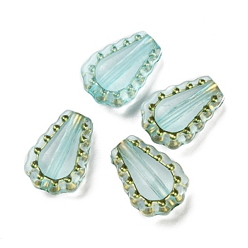 Plating Transparent Acrylic Beads, Golden Metal Enlaced, Teardrop, Pale Turquoise, 17x12x6mm, Hole: 1.8mm, 750pcs/500g
