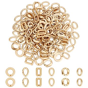 SUPERFINDINGS Opaque Spray Painted Acrylic Linking Rings, Quick Link Connectors, for Rolo Chains Making, Mixed Shapes, Gold, about 145pcs/set