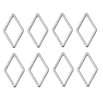 Brass Linking Rings, Nickel Free, Real Platinum Plated, Rhombus, 23x14x1mm