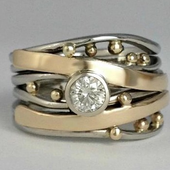 Alloy Crystal Rhinestone Finger Rings for Women, Twist, Platinum & Golden, US Size 10(19.8mm)