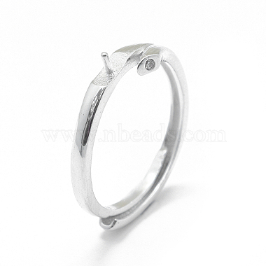 Adjustable Rhodium Plated 925 Sterling Silver Finger Ring Components(STER-L055-021P)-2