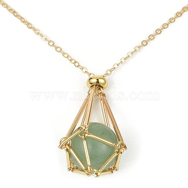 Brass Macrame Pouch Empty Stone Holder for Pendant Necklaces Making(NJEW-TA00110)-2