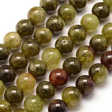 10mm Green Round Garnet Beads