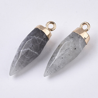 Top Golden Plated Natural Labradorite Pointed Pendants(X-G-S359-078D)-3