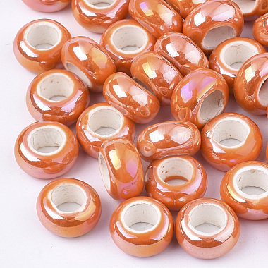 12mm Coral Rondelle Porcelain Beads