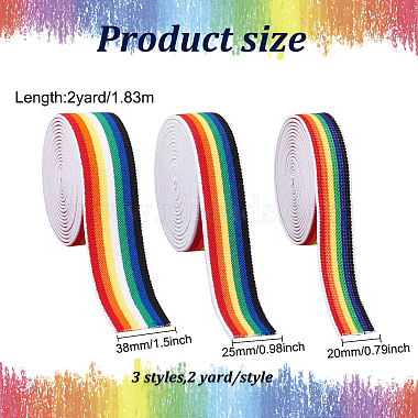 6 Yards 3 Style Flat Rainbow Color Polyester Elastic Cord/Band(EC-FG0001-01)-2