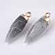 Top Golden Plated Natural Labradorite Pointed Pendants(X-G-S359-078D)-3