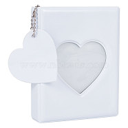 3 Inch PVC Mini Heart Hollow Photocard Holder Book, Mini Mirror-Like Photo Album with 32 Pockets and Ball Chain, White, 110.5x87x27mm, Hole: 3.5mm, Inner Diameter: 92x61mm(AJEW-WH0038-65P-01)