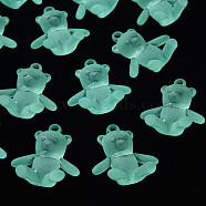 Frosted Acrylic Pendants, Bear, Turquoise, 38.5x34x15mm, Hole: 2.5mm, about 94pcs/500g(MACR-S373-60K-01)