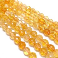 Natural Quartz Crystal Beads Strands, Dyed & Heated, Imitation Citrine, Faceted, Round, Goldenrod, 10mm, Hole: 1mm, about 19pcs/strand, 7.4 inch(G-G099-F10mm-19)