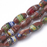 Handmade Gold Sand Lampwork Beads Strands, Rice, Sienna, 12x6mm, Hole: 1mm, about 32pcs/strand, 15.3 inch(LAMP-T005-16)