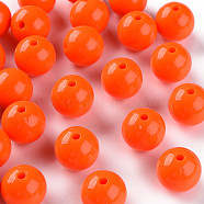 Opaque Acrylic Beads, Round, Orange Red, 16x15mm, Hole: 2.8mm, about 220pcs/500g(MACR-S370-C16mm-20)