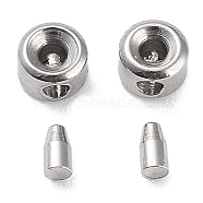 304 Stainless Steel Bead Tips, Flat Round, Stainless Steel Color, 2x3mm, Hole: 1mm, Inner Diameter: 1mm(STAS-K268-01A-P)
