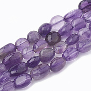 Natural Amethyst Beads Strands, Oval, 5~15x4~10x2~6mm, Hole: 1mm, about 40~60pcs/strand, 15.7 inch(G-S331-6x8-005)