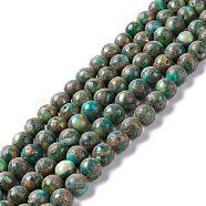 Natural Pyrite & Vesuvianite Beads Strands, Dyed, Round, Green, 8mm, Hole: 1.2mm, about 49~51pcs/strand, 15.74~16.34 inch(40~41.5cm)(G-K317-A24)