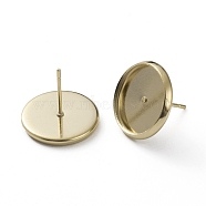 Brass Stud Earring Settings, Long-Lasting Plated, Flat Round, Real 24K Gold Plated, 14mm, Pin: 0.7mm, Tray: 12mm(KK-L205-13G-C)