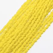 Opaque Glass Beads Strands, Faceted, Rondelle, Yellow, 2.5x1.5mm, Hole: 0.5mm,about 188~195pcs/strand, 12.9 inch(33cm)(EGLA-J144-NB07)