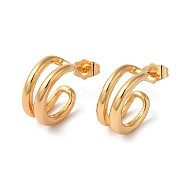 Rack Plating Brass Round Stud Earrings, Long-Lasting Plated Half Hoop Earrings, Golden, 27x18.5x8mm(EJEW-R151-12G)