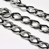Aluminium Double Link Chains, Unwelded, with Spool, Lead Free & Nickel Free, Gunmetal, 18x13x4mm, about 32.8 Feet(10m)/roll(CHA-M002-01A-FF)