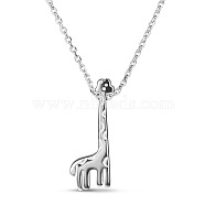 SHEGRACE Cute Design Rhodium Plated 925 Sterling Silver Giraffe Pendant Necklace, with Cable Chain, Platinum, 15.7 inch(JN239A)