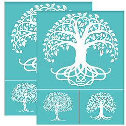 Self-Adhesive Silk Screen Printing Stencil, for Painting on Wood, DIY Decoration T-Shirt Fabric, Turquoise, Tree of Life Pattern, 280x220mm(DIY-WH0338-082)